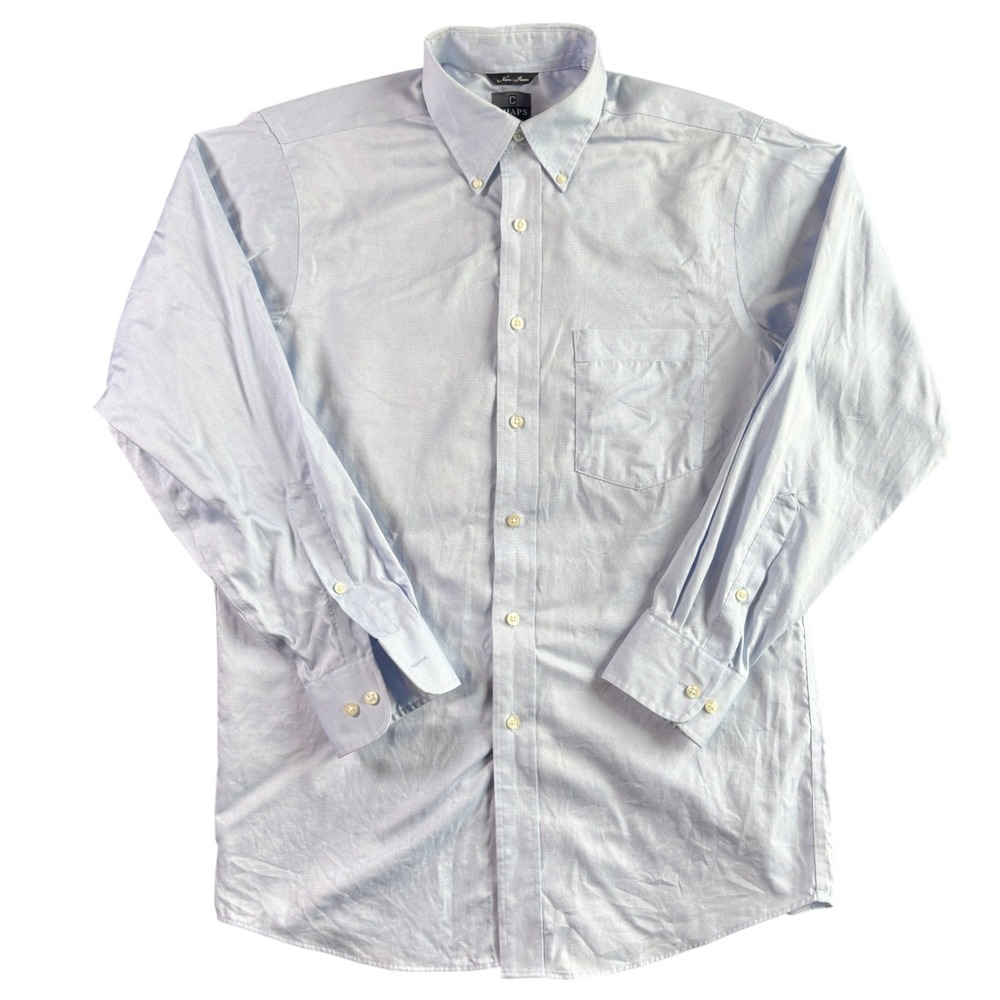 Chaps Mens Non-Iron Button Down Shirt Blue Long Sleeve Size 15 32/33 Medium